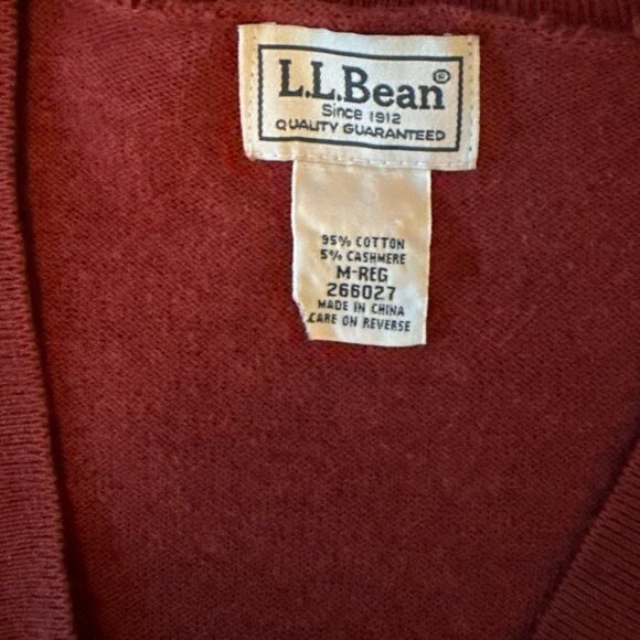 L.L.Bean Mens Rust Cotton & Cashmere Blend Cardigan V-Neck 4-Button Pockets M - Picture 5 of 10